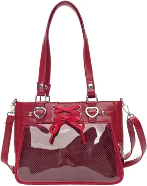 Versatile Large Capacity Women's Shoulder Bag Anime Silk Ribbon Pin Display Bag