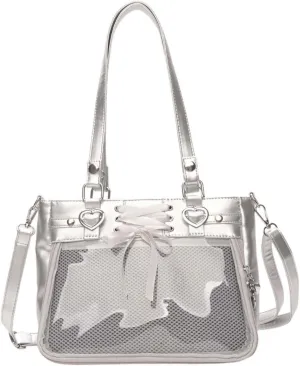 Versatile Large Capacity Women's Shoulder Bag Anime Silk Ribbon Pin Display Bag