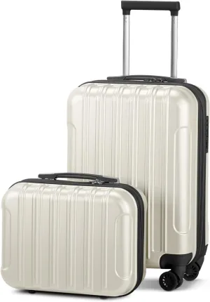 Vertical two-piece set of 20 inch trolley expandable with 14 inch suitcase