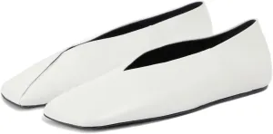 Vertundy Leather Ballet Flats for Women Square Toe Slip On Loafer Shoes Comfortable Dress Work Ballerina Flats for Casual Two-Tone