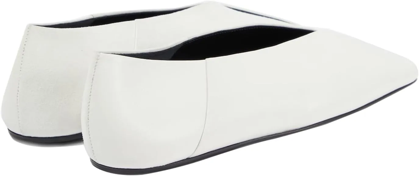 Vertundy Leather Ballet Flats for Women Square Toe Slip On Loafer Shoes Comfortable Dress Work Ballerina Flats for Casual Two-Tone