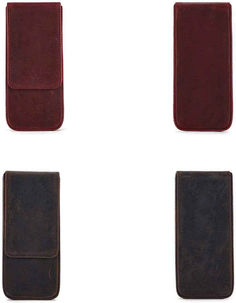 Vintage Leather Pencil Case Pull Push Fountain Pen Case Fountain Pen Holder Travel Pen Organizers for Student Women Men, Wine Re, 7.5x16.5x3.50cm, As Pictures Shown