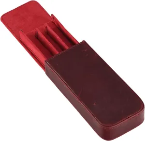 Vintage Leather Pencil Case Pull Push Fountain Pen Case Fountain Pen Holder Travel Pen Organizers for Student Women Men, Wine Re, 7.5x16.5x3.50cm, As Pictures Shown