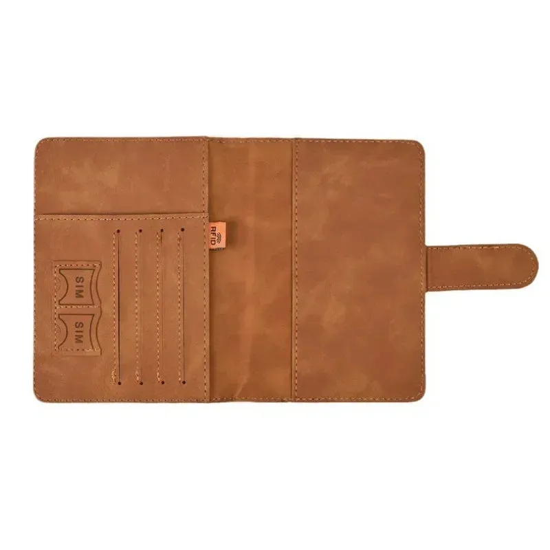 Vintage PU Leather Passport Holder – Travel Wallet & Document Organizer