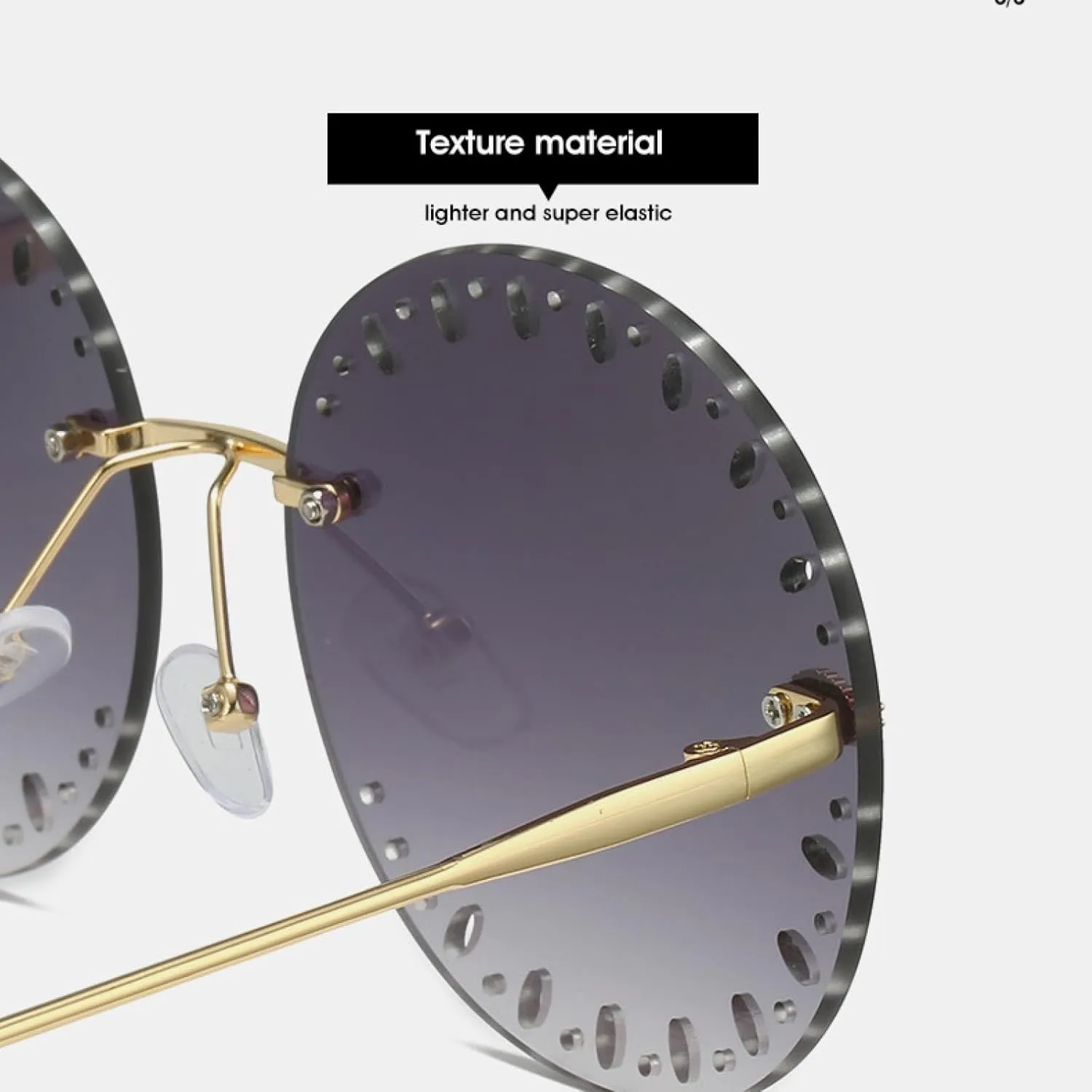 Vintage Rimless Sunglasses Women Men Fashion Hollowed Round Eyeglasses Female Outdoor Travel Shades Eyewear Uv400