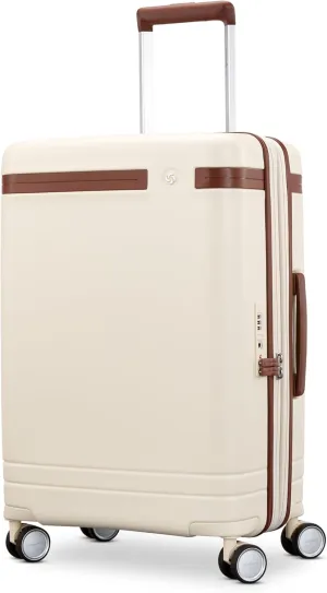 Virtuosa Hardside 21 Inch Carry On Luggage - Airline Approved with 360° Spinner Wheels, RightHeight™ Adjustable Handle - Zippered WetPak™ - TSA Lock - Expandable Light Polycarbonate Shell - Off White
