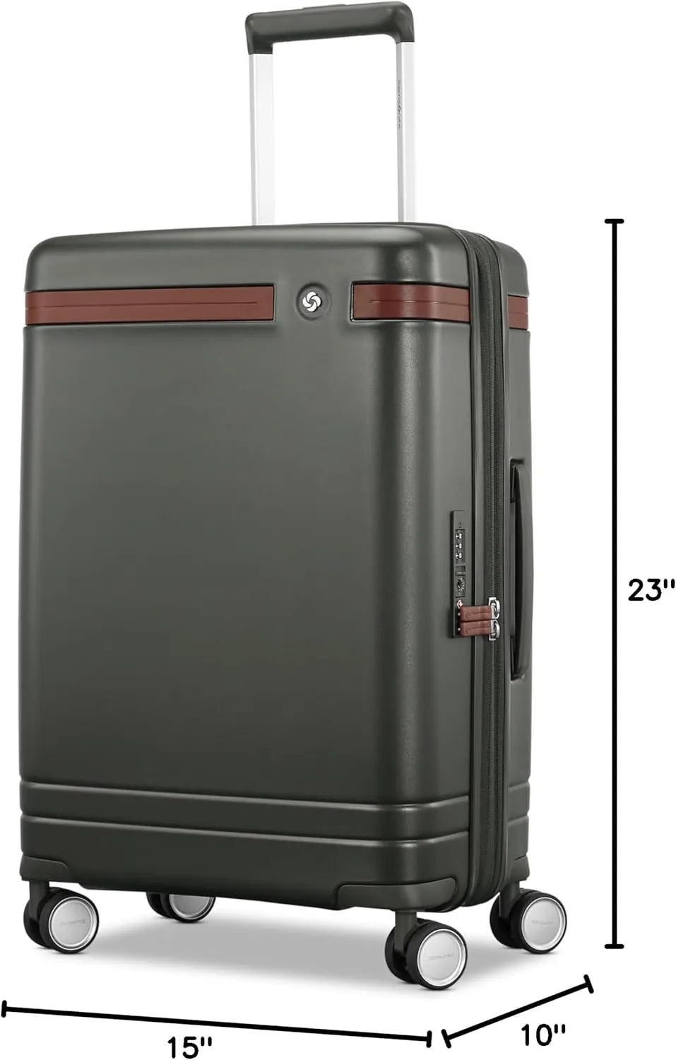 Virtuosa Hardside 21 Inch Carry On Luggage - Airline Approved with 360° Spinner Wheels, RightHeight™ Adjustable Handle - Zippered WetPak™ - TSA Lock - Expandable Light Polycarbonate Shell - Pine Green