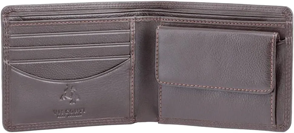 Visconti Heritage-7 Bifold Mens Soft Thin Leather Wallet (Brown)