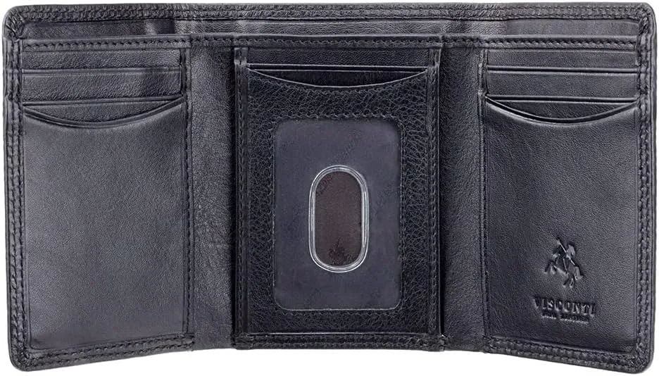 Visconti HT18 Classic Style Soft Leather Trifold Wallet (Black)