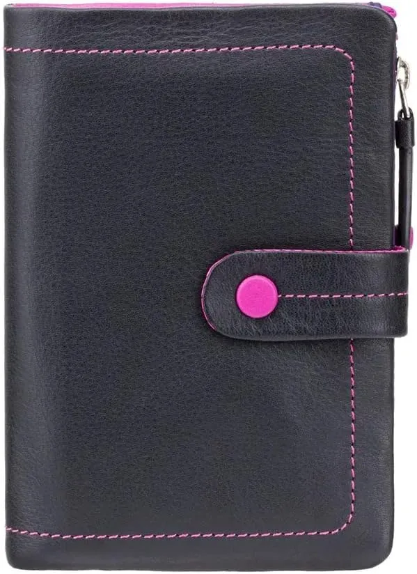 Visconti Malibu M87 Ladies Multi Colored Leather Bi-fold Wallet Purse 4" x 6" (Black Multi)