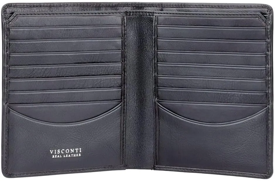 Visconti Tuscany 49 Secure RFID Blocking Genuine Leather Card Holder Wallet (Black)