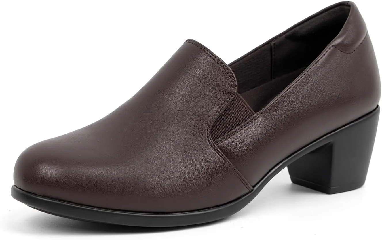 VJH confort Women’s Heeled Shoes, Comfortable Elastic Low Block Chunky Heels Pumps
