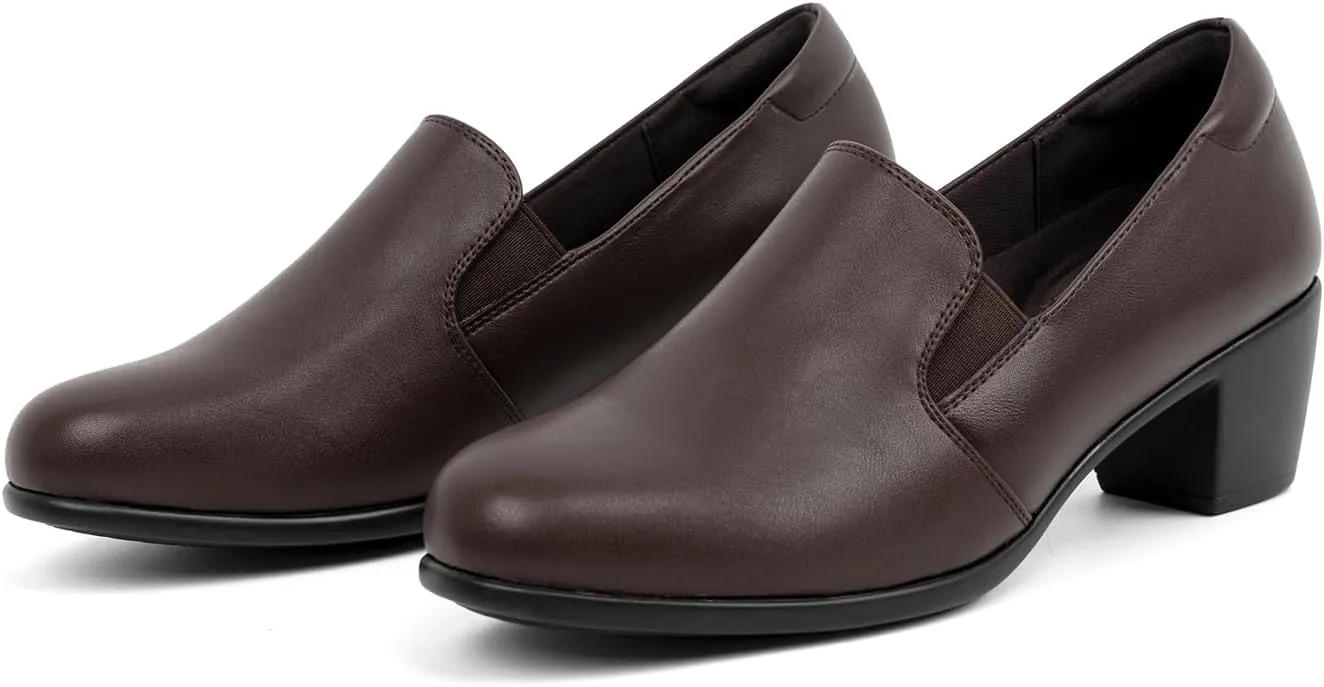 VJH confort Women’s Heeled Shoes, Comfortable Elastic Low Block Chunky Heels Pumps