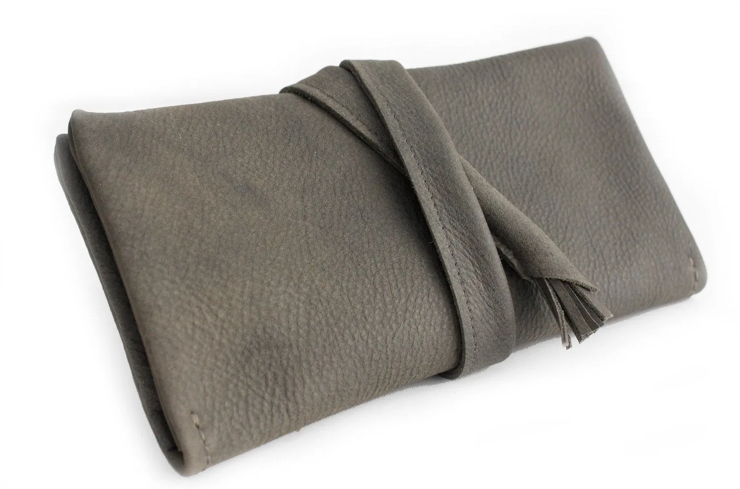 Wallet Cris, leather wallet color grey leather wallet for women with fringe. Cris LEATHER WALLET