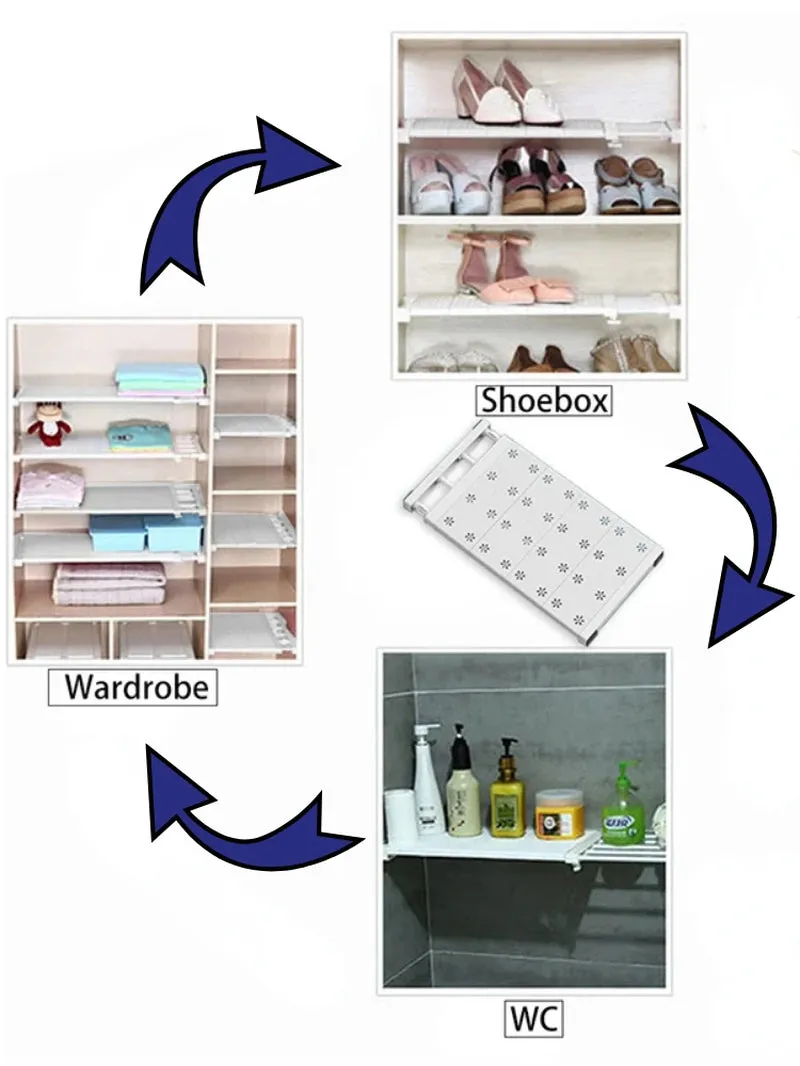 Wardrobe Expandable Divider Adjustable Closet Shelf Punch