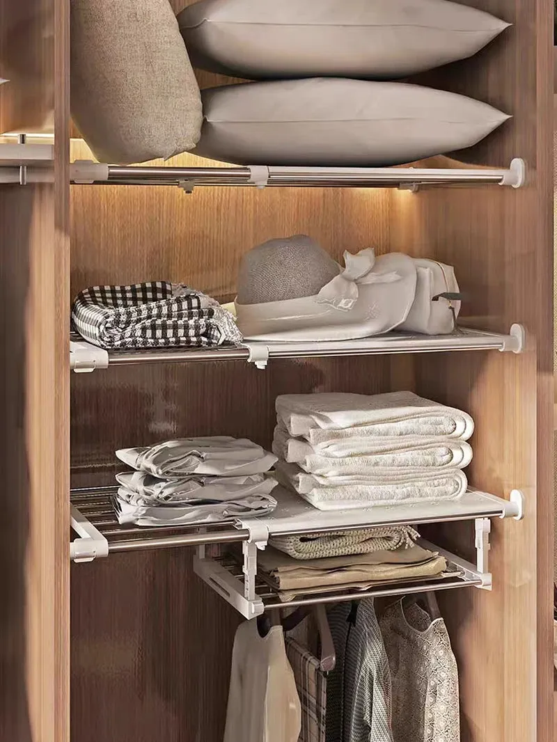 Wardrobe Expandable Divider Adjustable Closet Shelf Punch