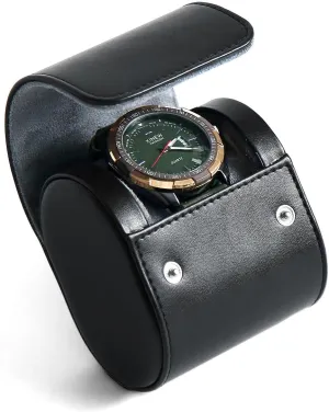Watch Roll Travel Case for Men and Women with Suede Lining Watch Display Box Single Watch Storage and Organizer (Black)