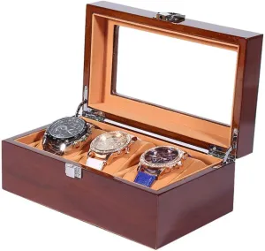 Watch Storage Box 3/5/6/8/12 Grids Wooden Watch Box PU Leather Detachable Pillow Lockable Metal Buckle Jewelry Collection Case Organiser Holder Watch Display Storage Box