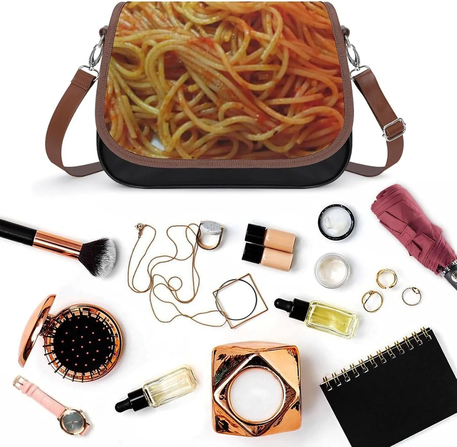 Watercolor Fall Rustic Gum Eucalyptus Leather Shoulder Bag with Detachable Shoulder Strap Versatile for Daily Use