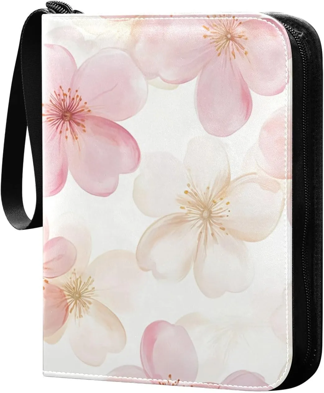 Watercolor Flowers Card Binder 4 Pockets, 400 Pockets Trading Card Binder Removable Card Albums Card Holder for Games, Sports, Football, Baseball Cards