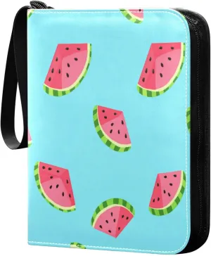 Watermelons Card Binder 4 Pockets, 400 Pockets Trading Card Binder Removable Card Albums Card Holder for Games, Sports, Football, Baseball Cards