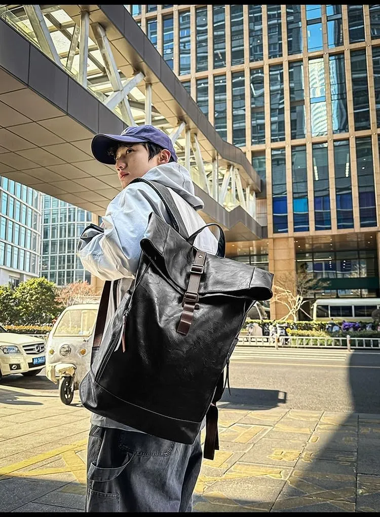 Waterproof backpack, 24-inch foldable large-capacity laptop bag, portable, suitable for leisure travel (Black)