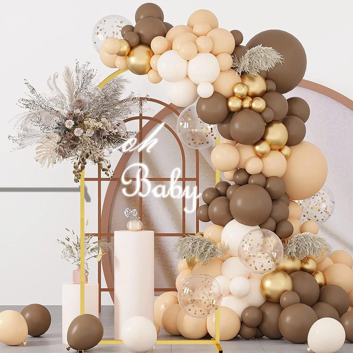 Wedding Arch-Backdrop-Stand Set of 3 (6FT 5FT 4FT) Gold Metal Arch Stand for Birthday Party Baby Shower, Balloon Flower Arch Stand for Graduation Anniversary Ceremony Decor