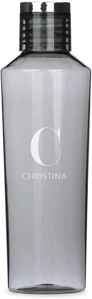 WEDDINGSTAR Personalized Tritan Plastic Water Bottle 27oz – Reusable Customizable Eco-Friendly Plastic Water Bottle – 100% BPA-Free, Environmentally Friendly Canteen - Serif Monogram Charcoal