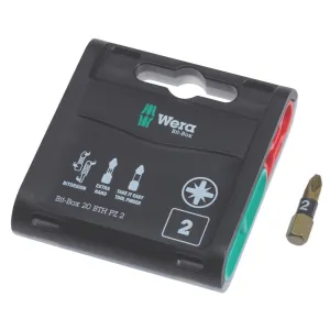 Wera BiTorsion 855/1 BTH 1/4" 25mm Hex Shank PZ2 Extra-Tough Bits 20 Pack