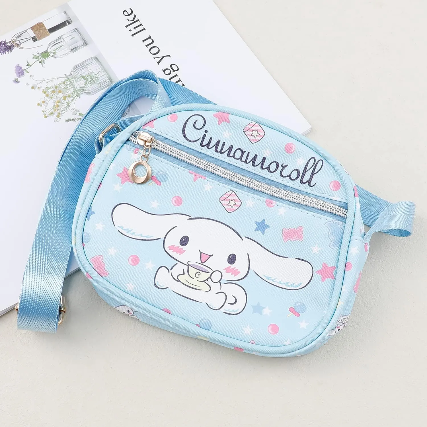 White Dog PU Crossbody Bags Cute Dog Wallet Bags Cell Phone Purse Coin Pouch for Girls Women(2bag cin)
