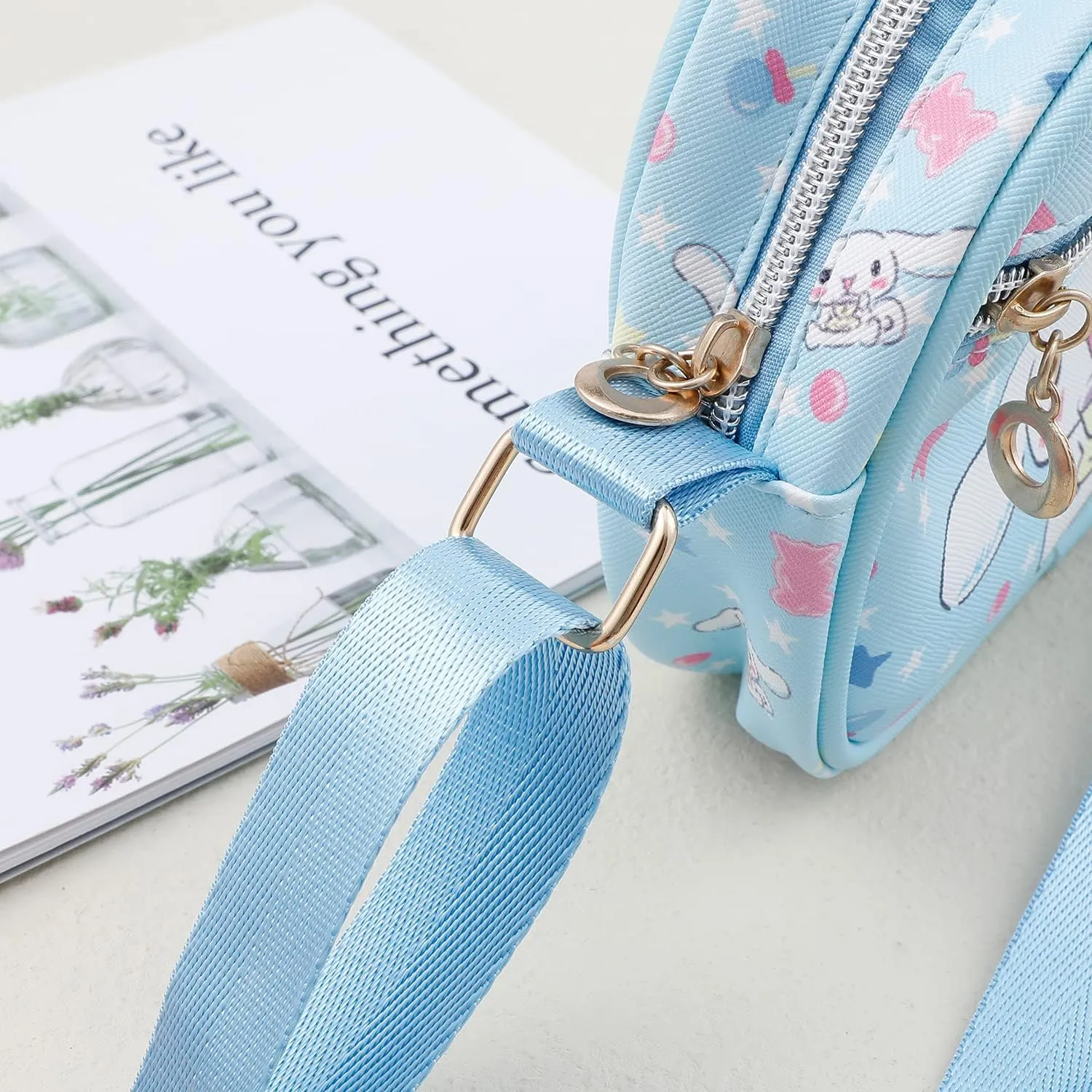White Dog PU Crossbody Bags Cute Dog Wallet Bags Cell Phone Purse Coin Pouch for Girls Women(2bag cin)