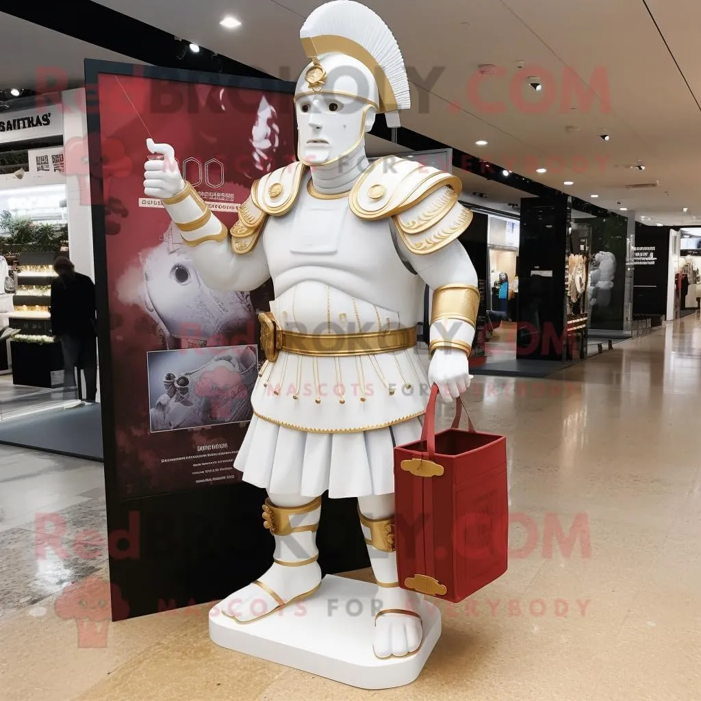 White roman soldier mascot costume character dressed with Shift Dress and Handbags, Large