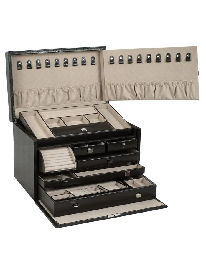 WOLF London Large Jewelry Box - Cocoa - Leather - Travel Case - Mirror