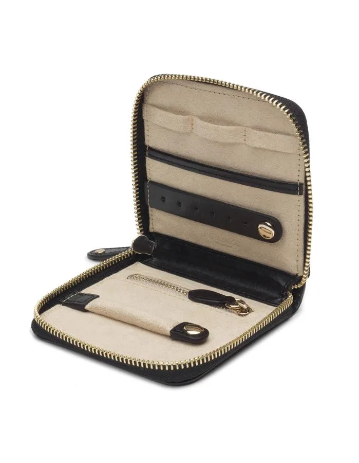 WOLF Marrakesh Travel Case - Black Leather - LusterLoc Lining - Gold Accents