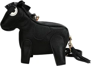 Women Funny Horse Shape Crossbody Bag Cute Animal Shoulder Bag PU Leather Clutch Purse