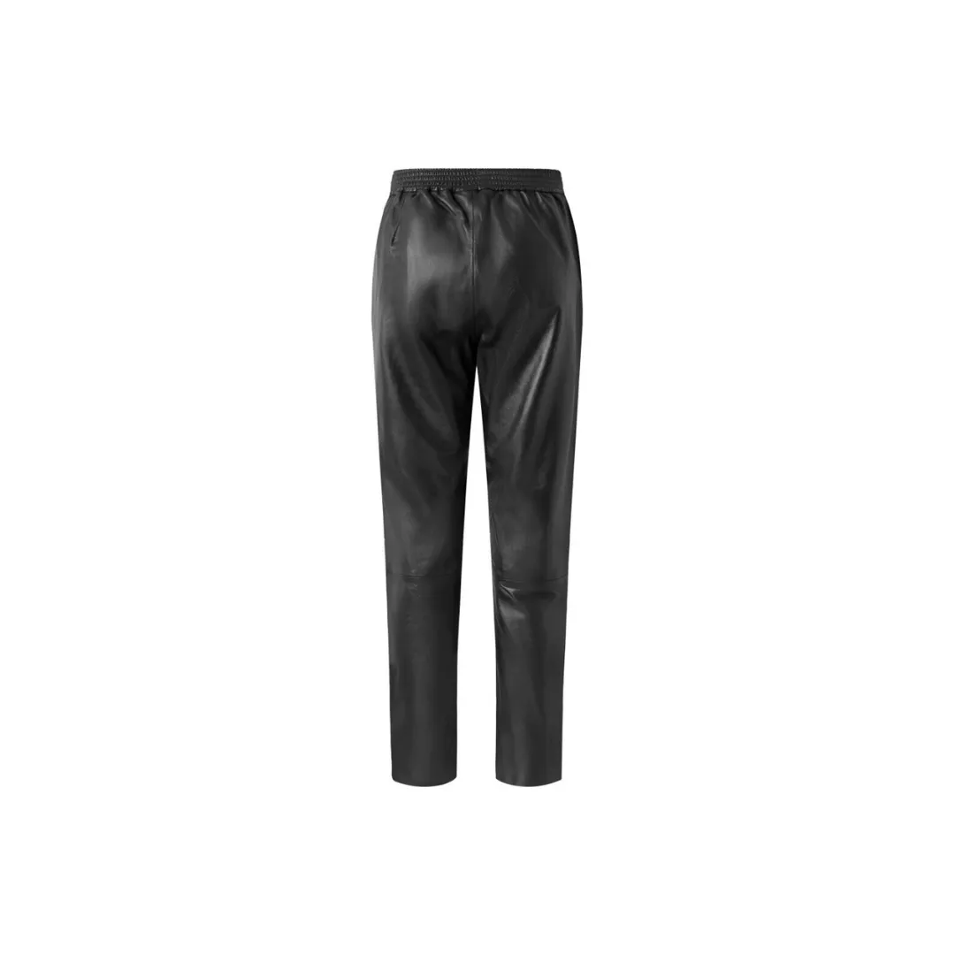 Women leather baggy pants - Black