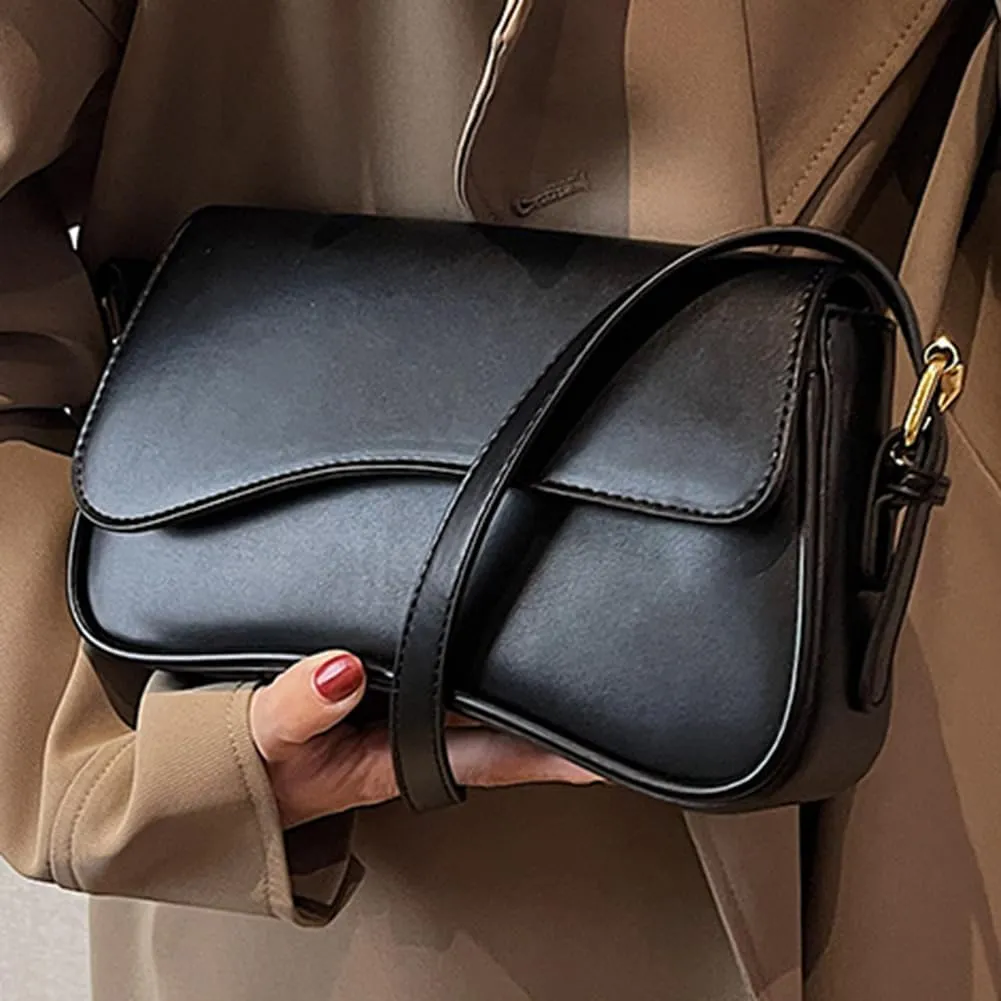 Women Satchel Tote Bag PU Leather Top Handle Bag Buckle Flap Shoulder Bag Trendy Armpit Hobo Bag Shopper Bag