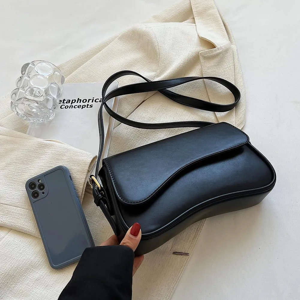 Women Satchel Tote Bag PU Leather Top Handle Bag Buckle Flap Shoulder Bag Trendy Armpit Hobo Bag Shopper Bag