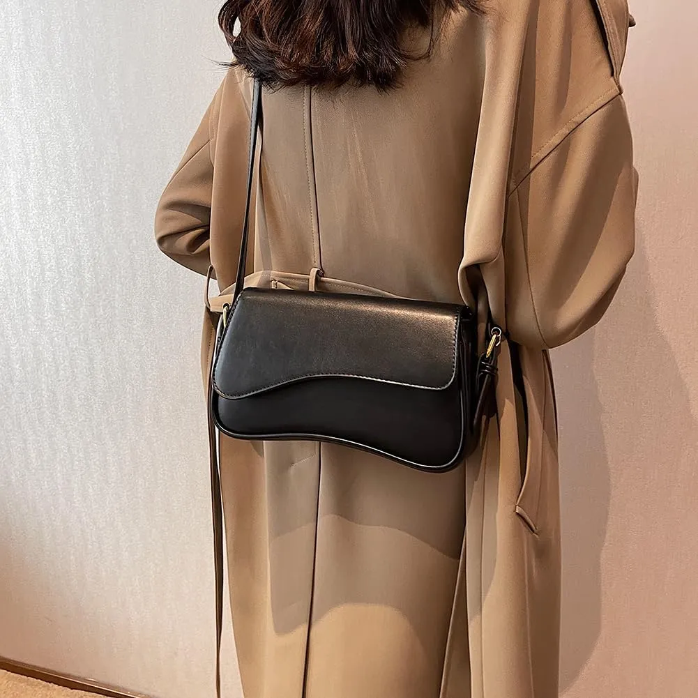 Women Satchel Tote Bag PU Leather Top Handle Bag Buckle Flap Shoulder Bag Trendy Armpit Hobo Bag Shopper Bag