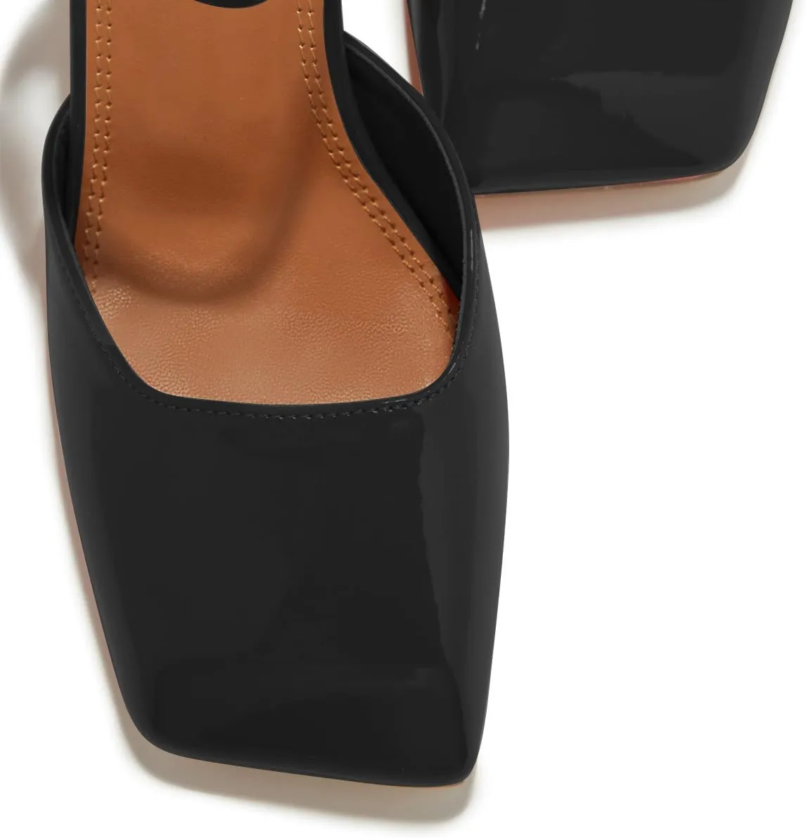 Women Trendy Ankle Strap Buckle Square Toe Glossy Sandals Chunky High Heel Summer Party Event Shoes Size 4-16 US