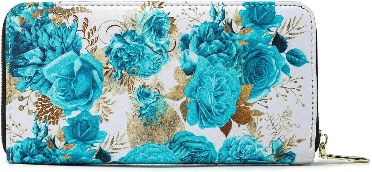 Women Wallet Card RFID For Womens Holder Blocking Credit Small Zipper Purse Pocket Bifold Slim Coin ID Ladies Wristlet Clutch Large Capacity Window Case Travel Zip Women's