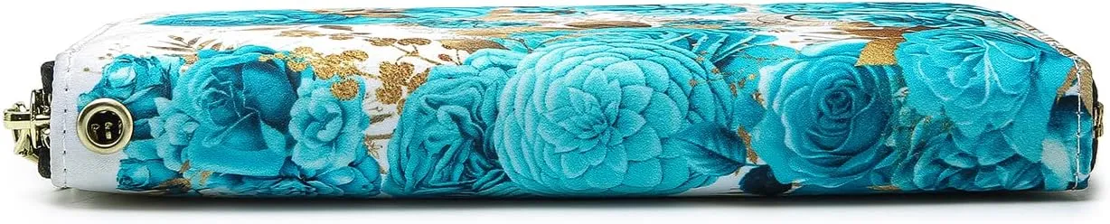 Women Wallet Card RFID For Womens Holder Blocking Credit Small Zipper Purse Pocket Bifold Slim Coin ID Ladies Wristlet Clutch Large Capacity Window Case Travel Zip Women's
