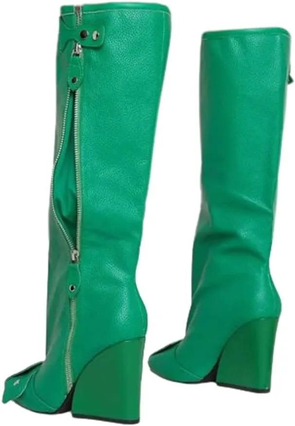 Women Wedge Boots Knee High Fashion Pull On Boots