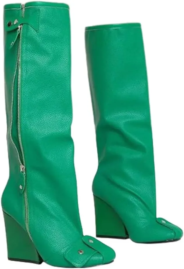 Women Wedge Boots Knee High Fashion Pull On Boots
