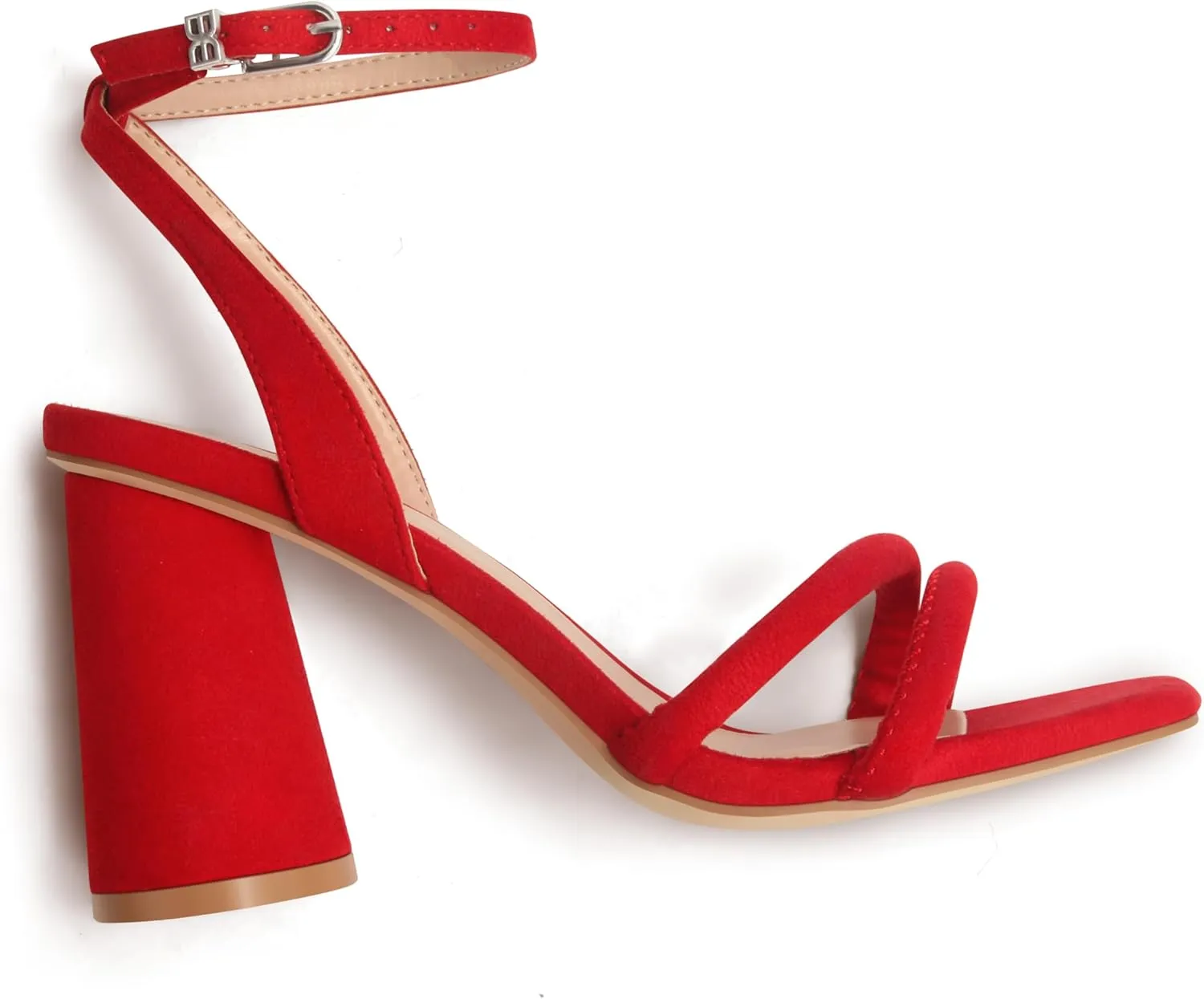 Women's Block High Heels Square Toe Heeled Sandals Ankle Strap Shoes