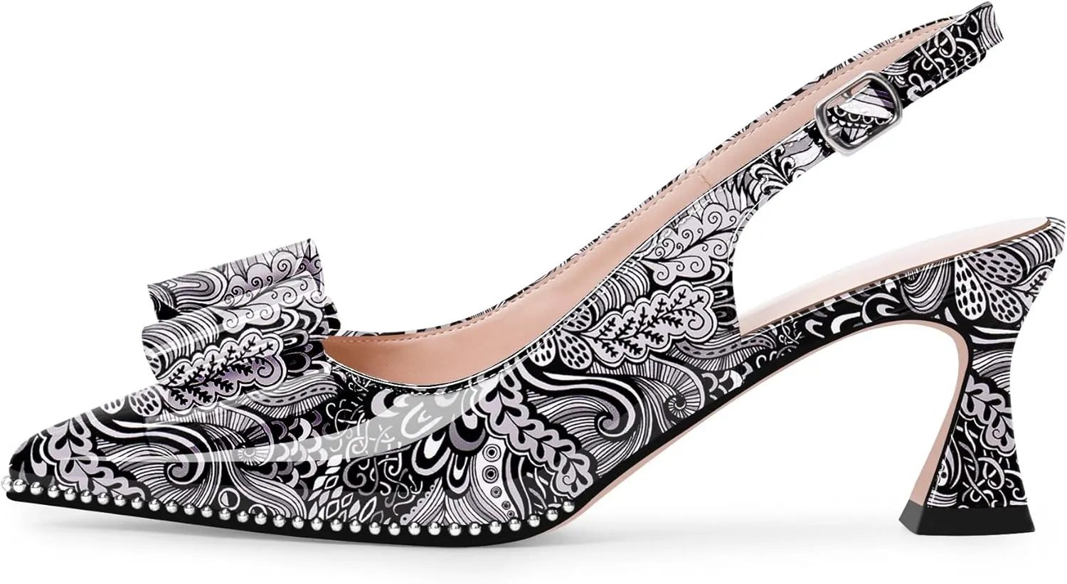Women's Bow Slingback Kitten Heels Closed Pointed Toe Pumps Dress Shoes