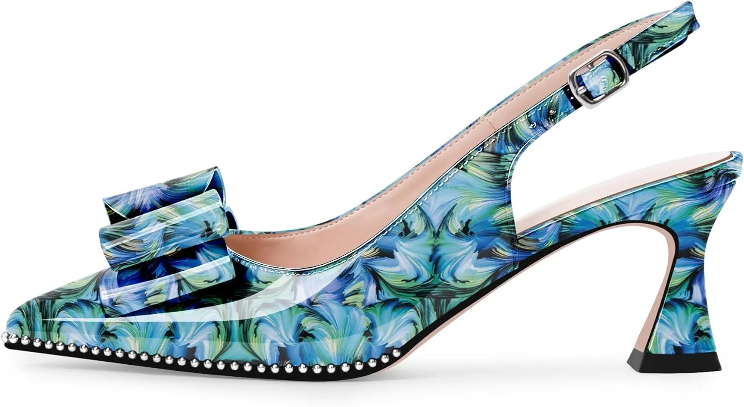 Women's Bow Slingback Kitten Heels Closed Pointed Toe Pumps Dress Shoes