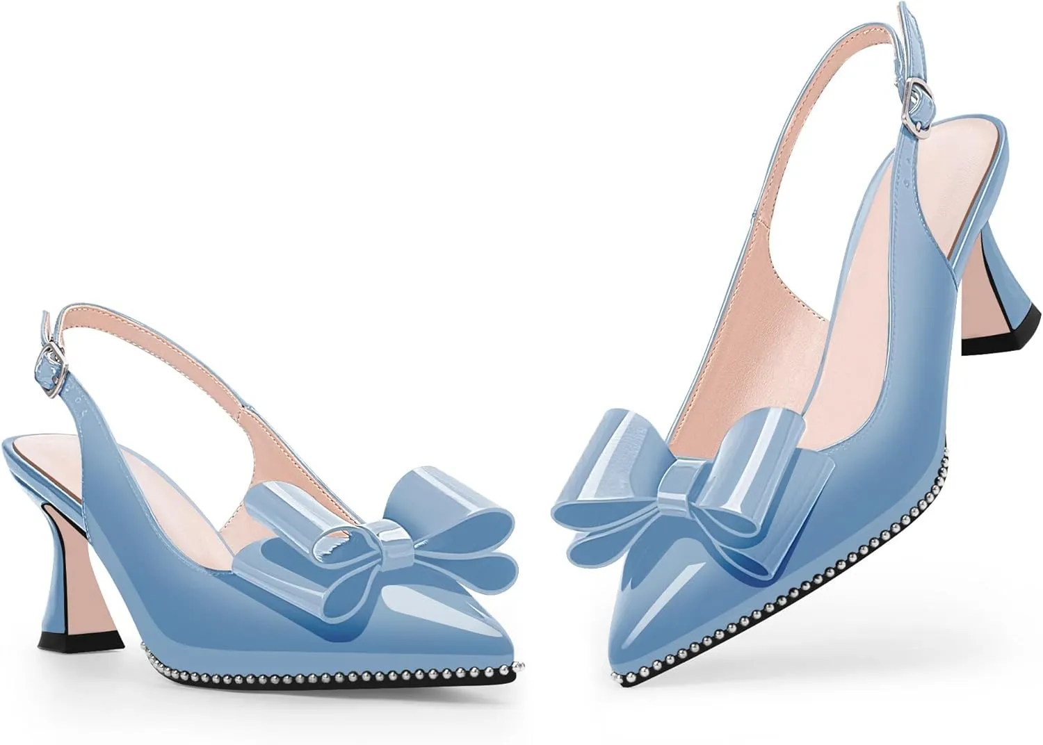 Women's Bow Slingback Kitten Heels Closed Pointed Toe Pumps Dress Shoes