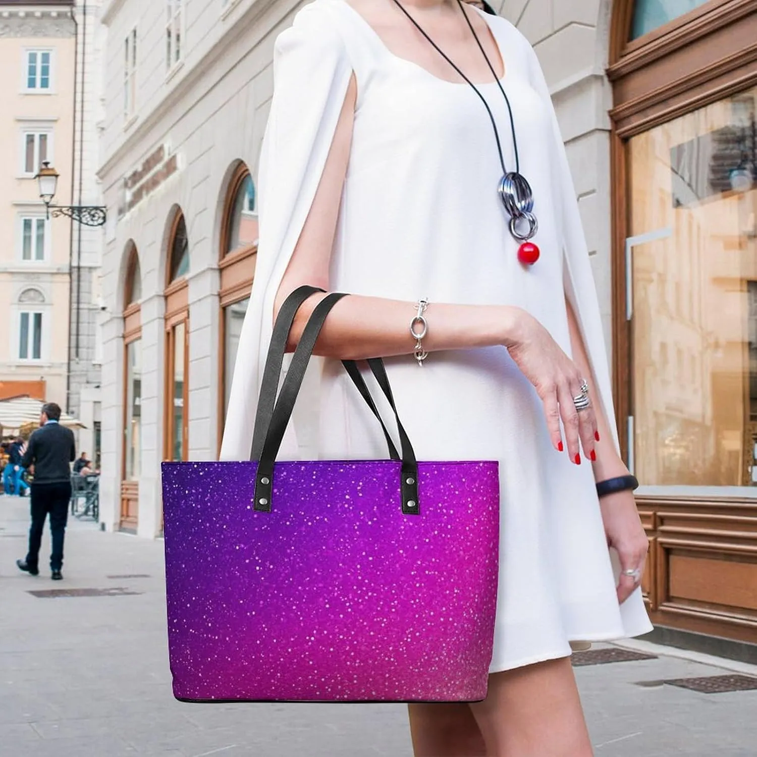 Women's Elegant Leather Handbag Unisex Leather Tote Bag Lightweight Handbag