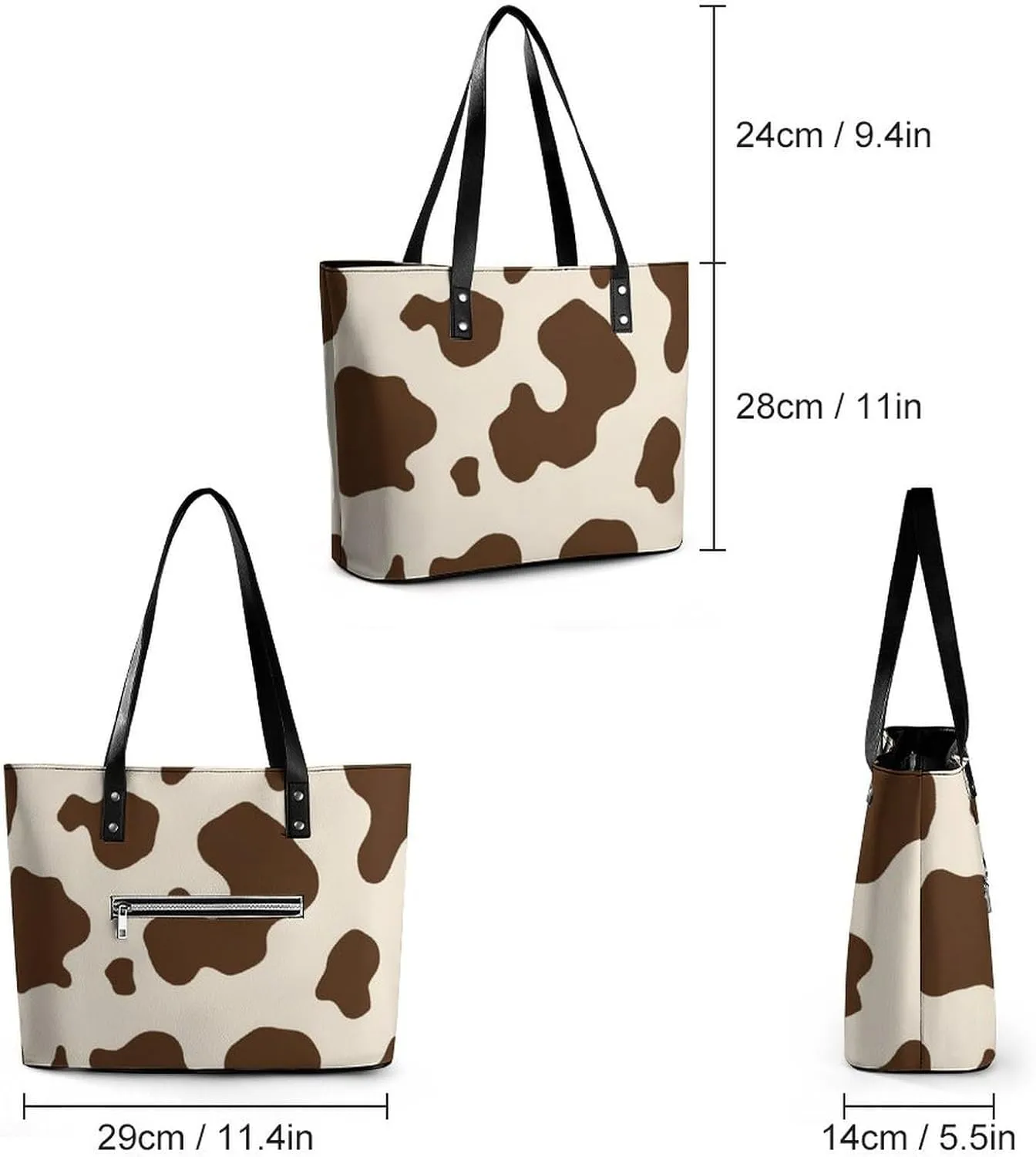 Women's Elegant Leather Handbag Unisex Leather Tote Bag Lightweight Handbag